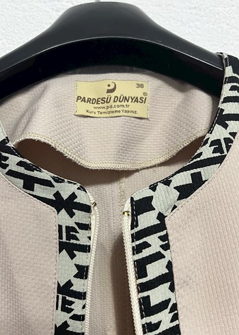 Nakışlı Bej Uzun Kadın Kaban - Görsel 2