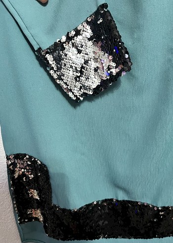 Uzun Kol Turkuaz İşlemeli Tunik - Görsel 3