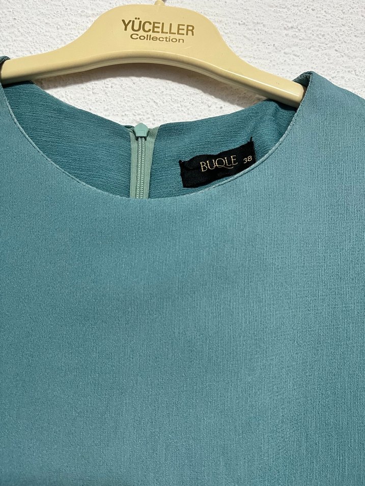 Uzun Kol Turkuaz İşlemeli Tunik - Görsel 2