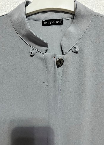 Gri Uzun Kollu Nakışlı Kadın Tunik - Görsel 2