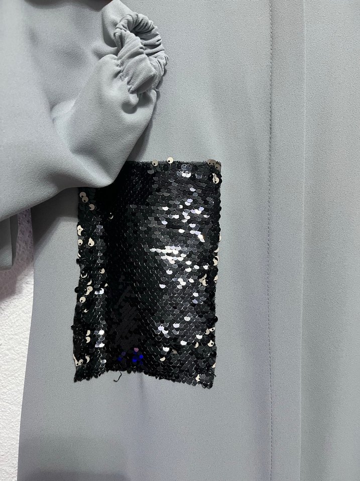 Gri Uzun Kollu Nakışlı Kadın Tunik - Görsel 3