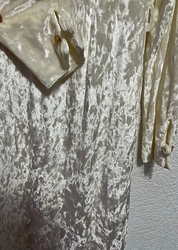 Beyaz Uzun Kollu Salaş Kadın Elbise - Görsel 3