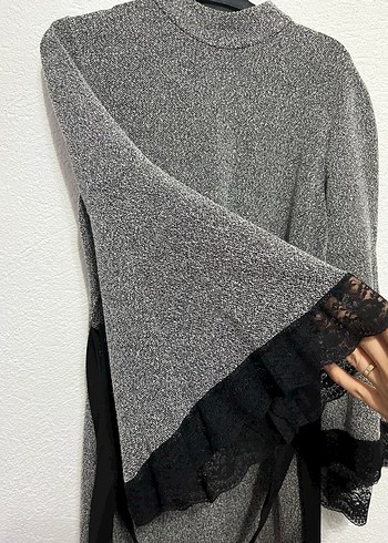 Gri Uzun Kollu Kadın tunik elbise - Görsel 2