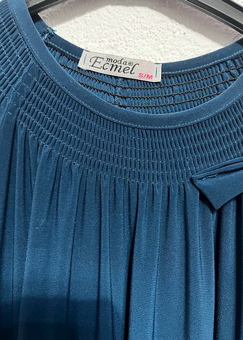 Kadın Lacivert Uzun Kollu Pilili Elbise - Görsel 2