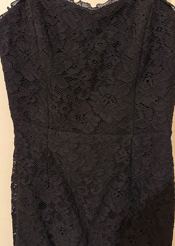 Dantel Detaylı Siyah Mini Kadın Elbise - Görsel 3