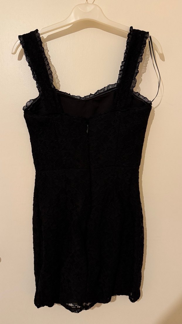 Dantel Detaylı Siyah Mini Kadın Elbise - Görsel 2