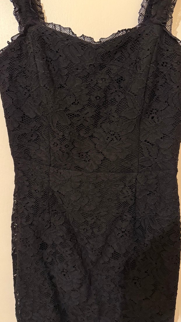 Dantel Detaylı Siyah Mini Kadın Elbise - Görsel 3