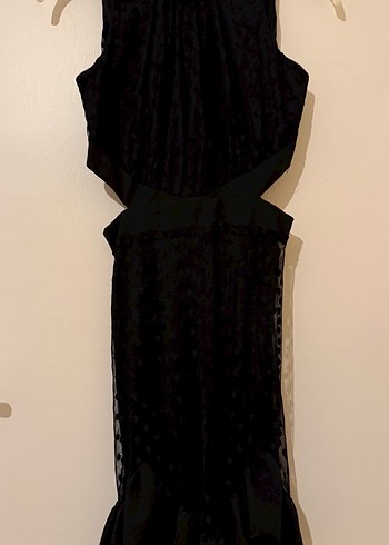 Siyah Mini Fırfırlı Puantiyeli Elbise - Görsel 2