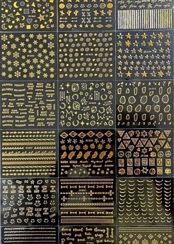 Altın Renkli Tırnak Sanatı Çıkartmaları - Görsel 3