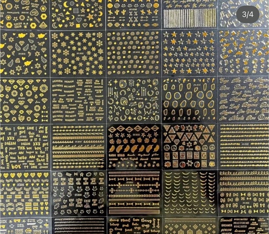 Altın Renkli Tırnak Sanatı Çıkartmaları - Görsel 3