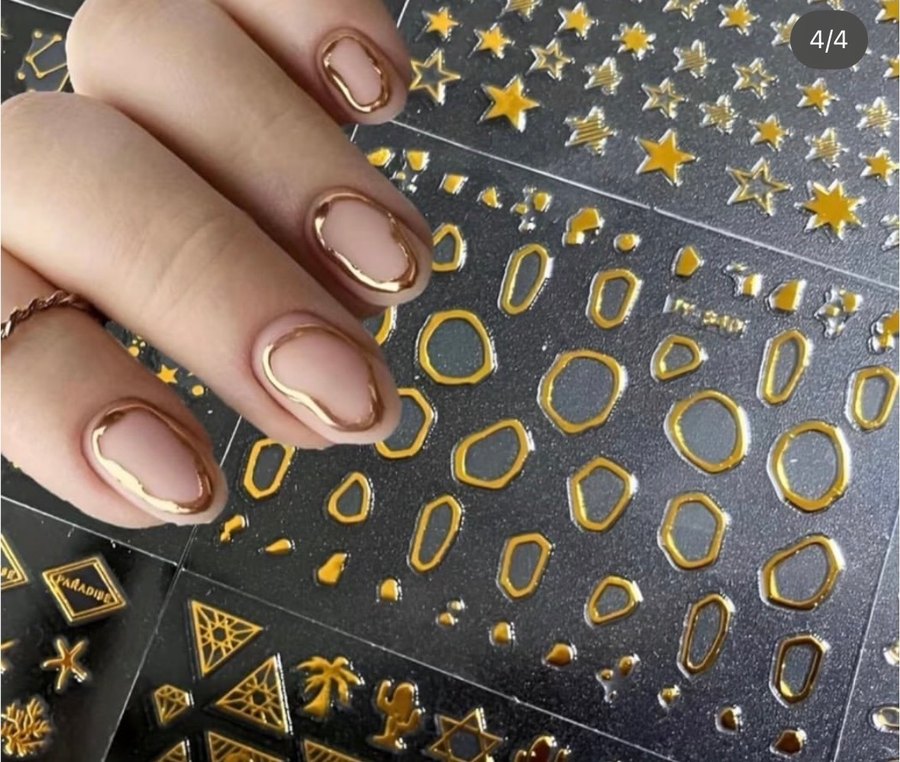 Altın Renkli Tırnak Sanatı Çıkartmaları - Görsel 2