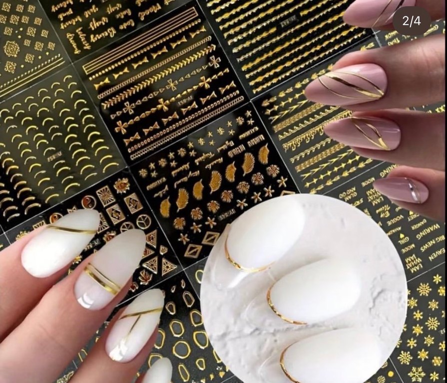 Altın Renkli Tırnak Sanatı Çıkartmaları - Görsel 4
