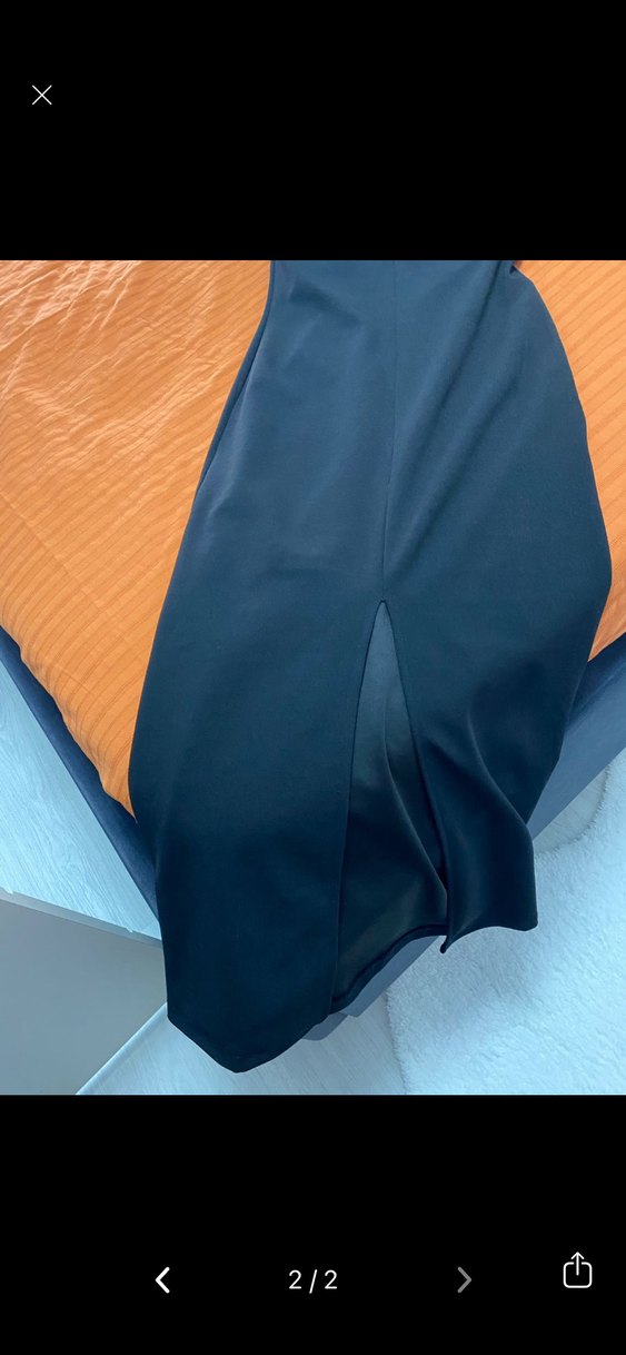 Drapeli Siyah Hamile Midi Etek - Görsel 2