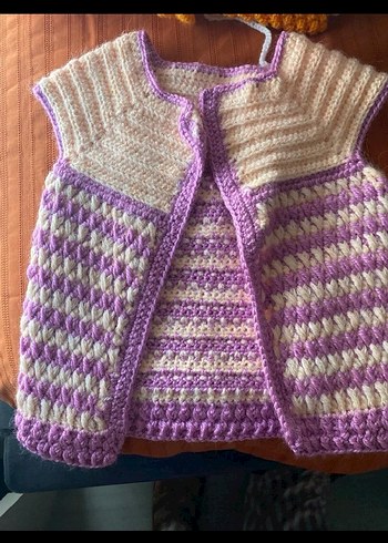 Kızlar için Beyaz Bohem Örgü Süveter - Görsel 2