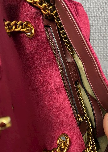 Bordo Zincir Detaylı Kadın Çanta - Görsel 2