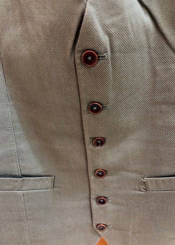 Giovane Marka Düğmeli Gri Keten Erkek Yelek - Görsel 2