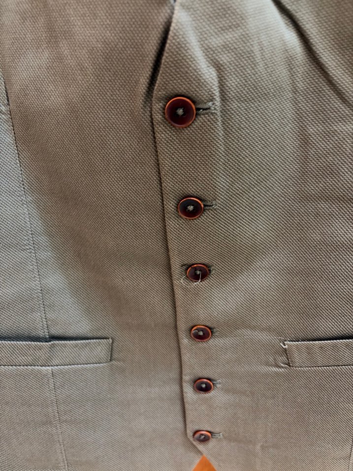 Giovane Marka Düğmeli Gri Keten Erkek Yelek - Görsel 2