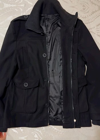 Düğmeli ve Fermuarlı Erkek Kaşe Kaban - Görsel 6