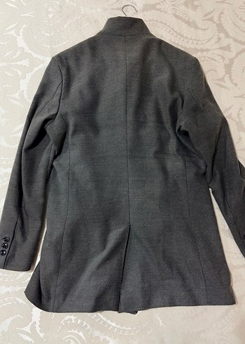 Erkek Gri Uzun Düğmeli Kaban - Görsel 6