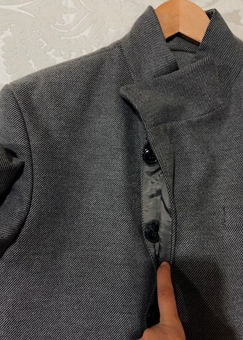Erkek Gri Uzun Düğmeli Kaban - Görsel 3