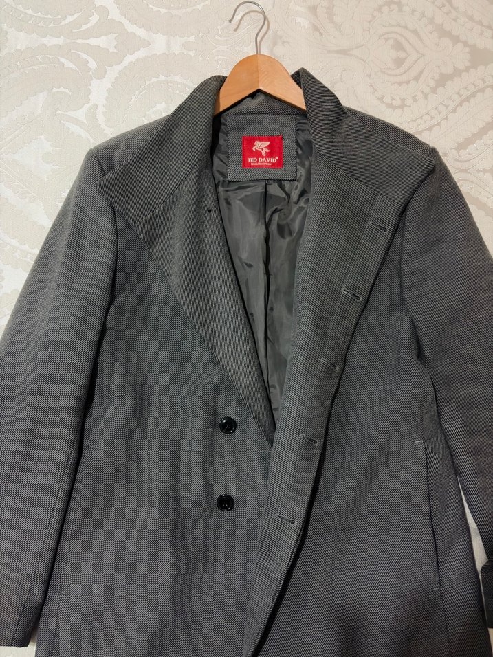 Erkek Gri Uzun  Düğmeli Kaban - Görsel 5