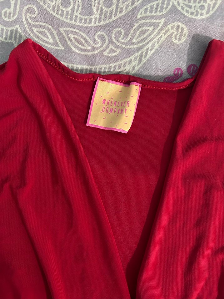 Kırmızı Drapeli Mini Elbise - Görsel 4