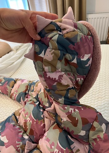 Next kar tulumu Kız Bebek Kamuflaj Desenli Kürklü Tulum - Görsel 4