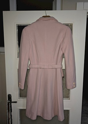 Pembe Midi Düğmeli Kadın Klasik Kaban - Görsel 2