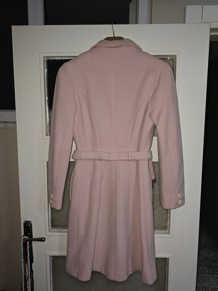 Pembe Midi Düğmeli Kadın Klasik Kaban - Görsel 2