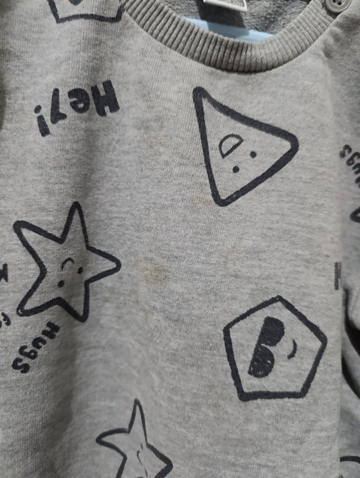 LC Waikiki 3-4 Yaş Gri Baskılı Bebek Önlüğü - Görsel 4