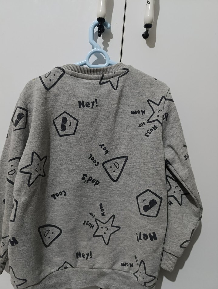 LC Waikiki 3-4 Yaş Gri Baskılı Bebek Önlüğü - Görsel 3