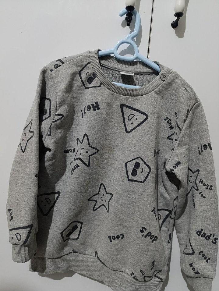 LC Waikiki 3-4 Yaş Gri Baskılı Bebek Önlüğü - Görsel 2