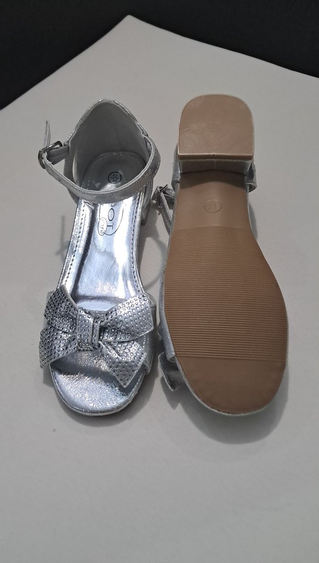 Kız Çocuk Gri Metalik Yılan Desenli Tokalı Ayakkabı sport uni - Görsel 5