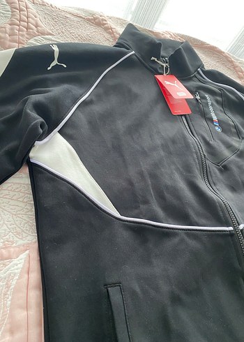 BMW Motorsport Siyah Fermuarlı Erkek Sweatshirt - Görsel 3