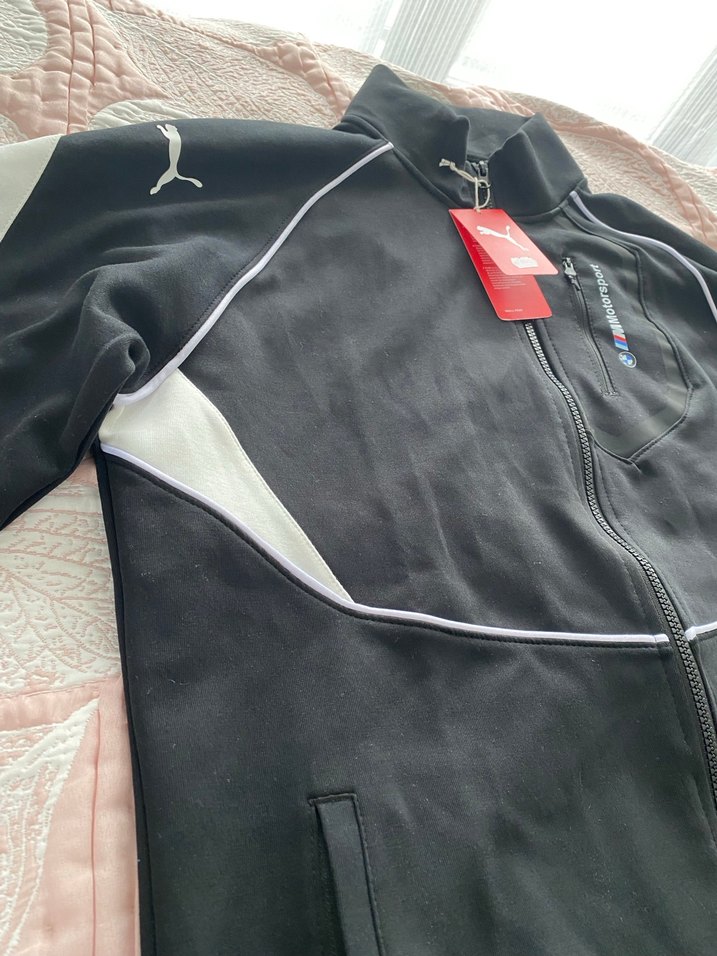 BMW Motorsport Siyah Fermuarlı Erkek Sweatshirt - Görsel 3