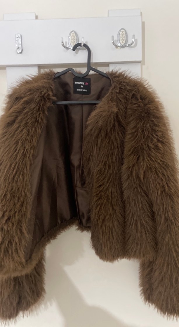 Kahverengi Kadın Kürk Detaylı Mont - Görsel 2