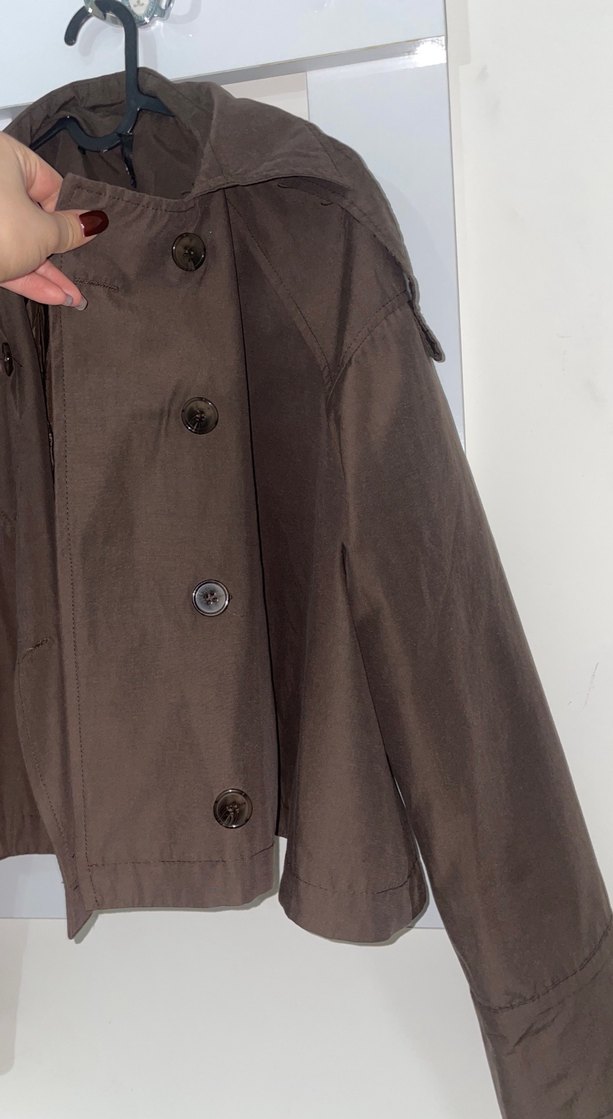 Düğmeli Kahverengi Hamile Kabanı - Görsel 2