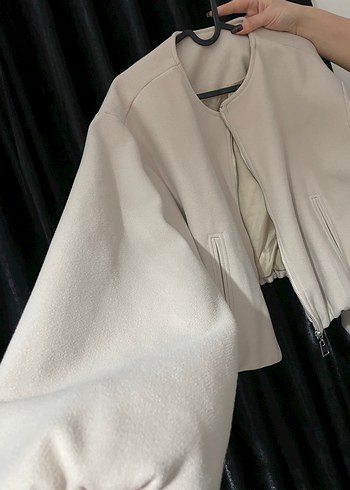 Kadın Bej Fermuarlı Salaş Sweatshirt - Görsel 2