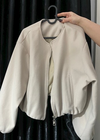 Kadın Bej Fermuarlı Salaş Sweatshirt - Görsel 3