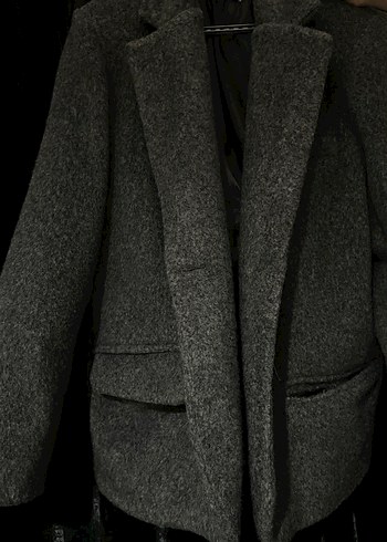 Düğmeli Gri Midi Kadın Kaşe Kaban - Görsel 2