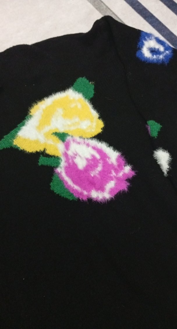 Çiçek Desenli Bohem Kadın Triko Kazak - Görsel 2