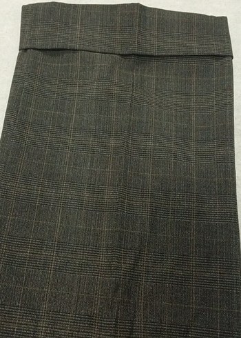 Düğmeli Kahverengi Midi Kadın Kumaş Pantolon - Görsel 2