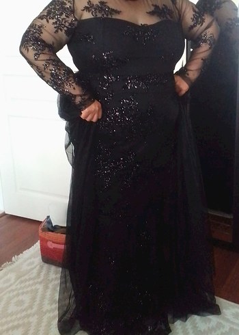 Siyah Gotik Drapeli Uzun Abiye Elbise - Görsel 2