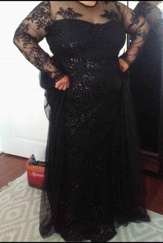 Siyah Gotik Drapeli Uzun Abiye Elbise - Görsel 2