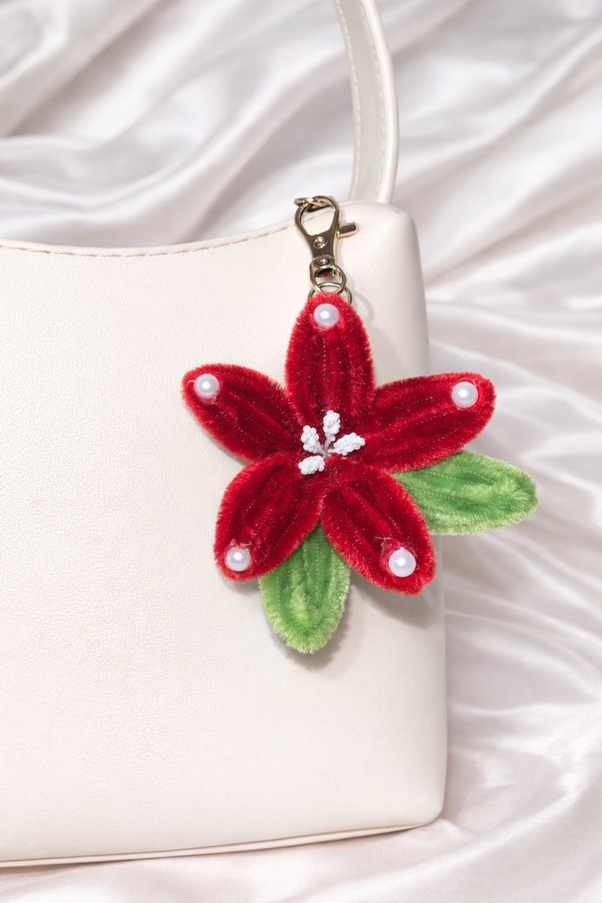 Bordo rengi lilyum çanta çharm - Görsel 2