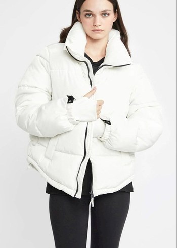 Defacto Beyaz Fit Su İtici Şişme Kısa Mont - Görsel 2