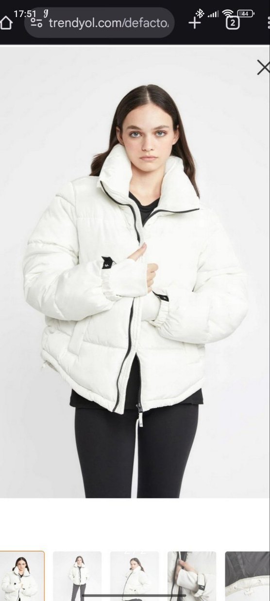 Defacto Beyaz Fit Su İtici Şişme Kısa Mont - Görsel 2