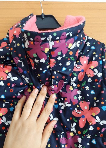 Çiçek Desenli Renkli Kız Çocuk Polar Yelek - Görsel 3