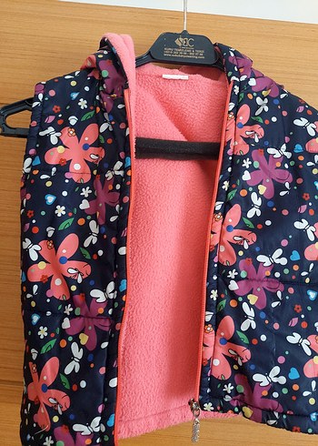 Çiçek Desenli Renkli Kız Çocuk Polar Yelek - Görsel 5