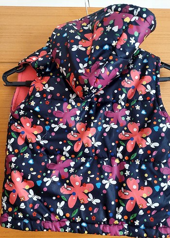 Çiçek Desenli Renkli Kız Çocuk Polar Yelek - Görsel 4